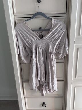 Light Taupe Smocked V-Neck Women’s Romper